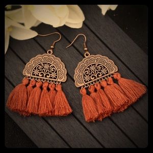 Orange Ladies Statement Drop Dangle Earrings